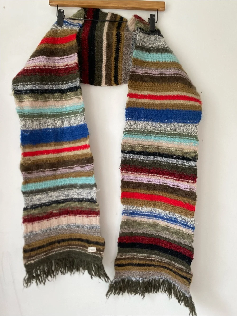Vintage J.Crew Scarf 100% Wool Multicolor Rare Handknit
